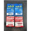 Image 1 : 4 Travel size Pain Relief Products: Advil Tablets and Tylenol Extra Strength