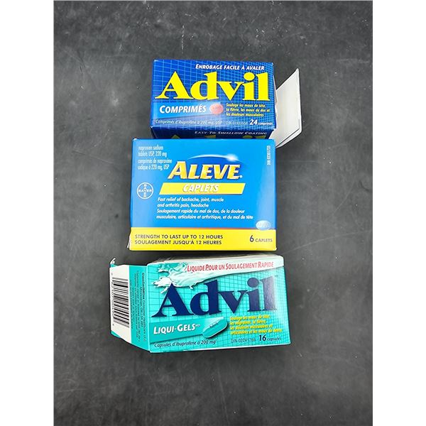 Advil and Aleve Pain Relief Medications 3 Assorted Packages