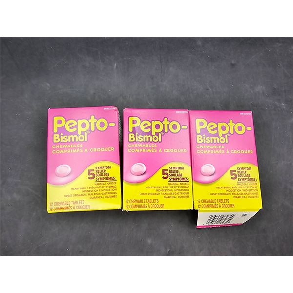Pepto-Bismol Chewables Tablets, 3x 12 Tablets Each