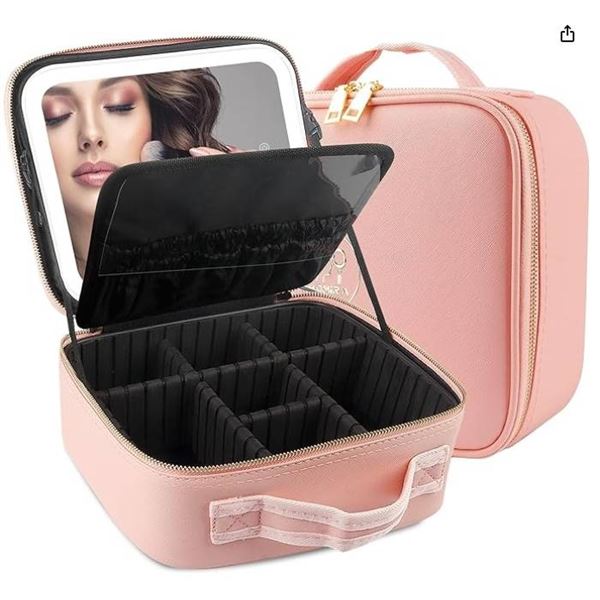 Garsumiss Makeup Bag And Brush Holder With LED Mirror