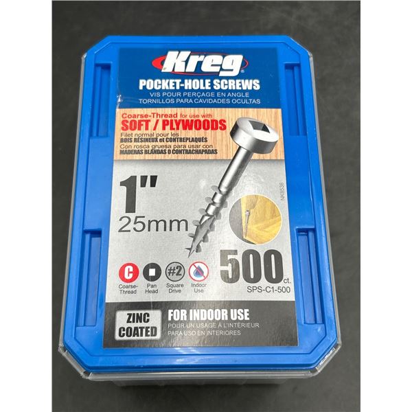 Kreg SPS-C1-500 Coarse-Thread Zinc-Coated Pocket-Hole Screws, 1 in, 500 ct
