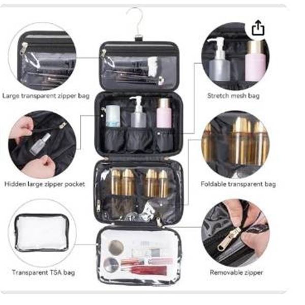 MIISHAA Travel Essential Black Toiletry Bag **Accessories Not Included**