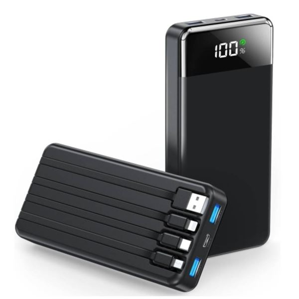 N6 Portable Charger 35000mAh Power Bank Ð Portable Battery with 4 Built in Cables, 22.5W Fast Chargi