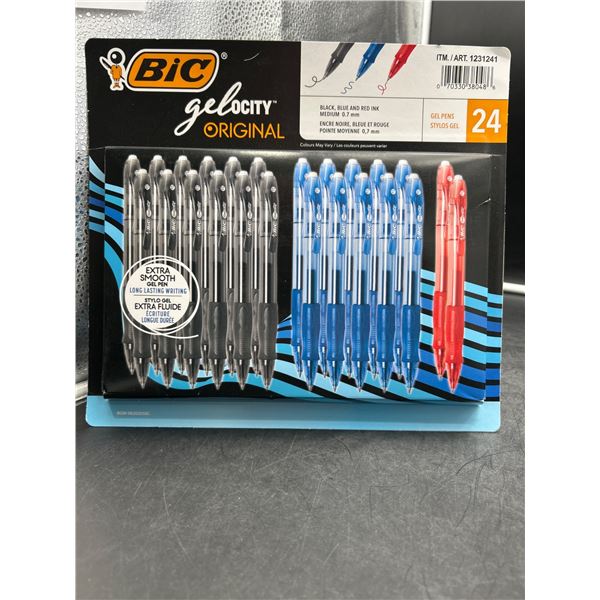 BIC Gelocity Retractable 24-Count Pens Ð Blue, Black, Red Ink