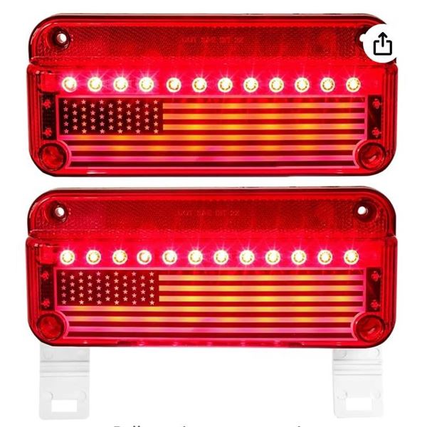 VINAUO RV LED Tail Lights Ð Brake, Stop, Turn Signal for Camper, Trailer With Red Reflex White Base 