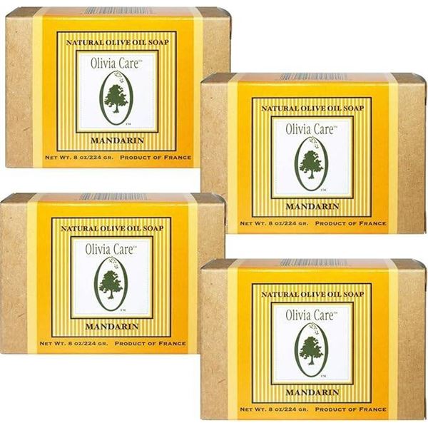 Olivia Care Aromatherapy Mandarin Olive Oil Bath Soap, 20 oz, Set of 4