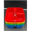 Image 1 : 4 Multi-Color Plastic Storage Caddies with Compartments and Handle