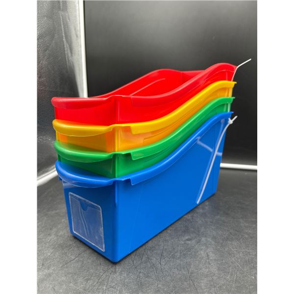 4 Multicolor Stackable Plastic Storage Bins