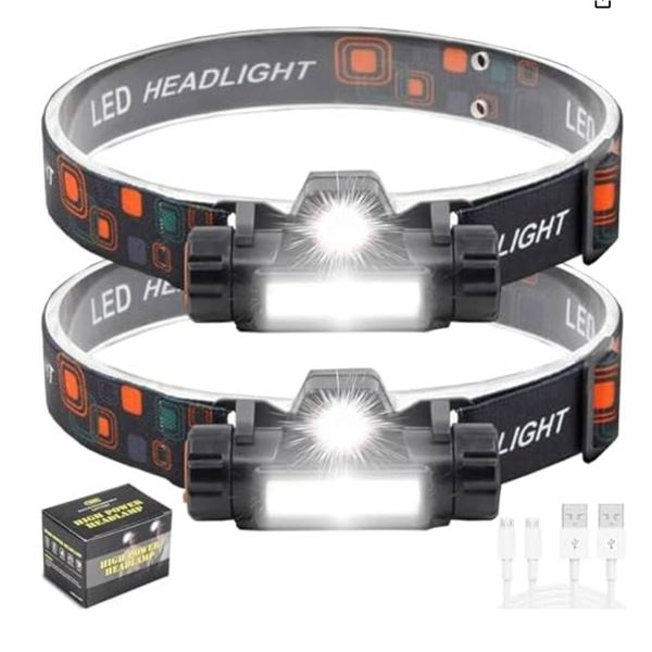 Hn2ogax Headlamp Rechargeable,2-Pack Super Bright LED Head Lamp, Waterproof Outdoors Headlamp Flashl