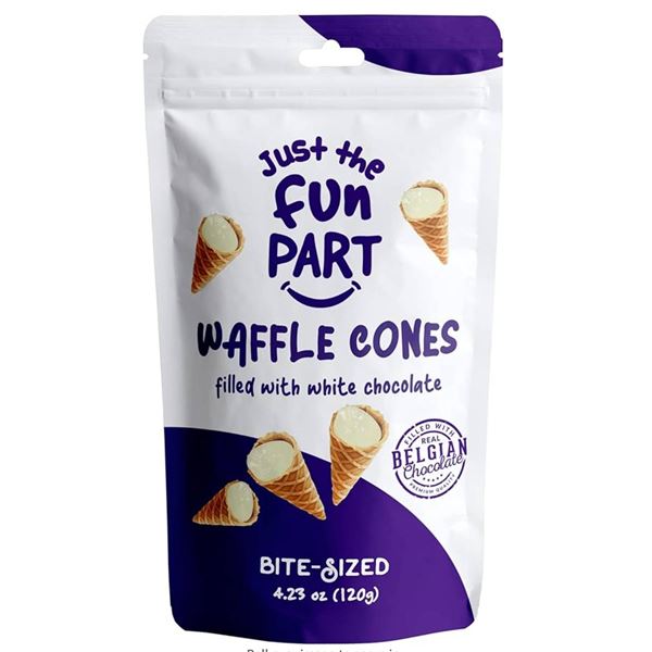 Just The Fun Part, Bite-Size Crispy Mini Waffle Cones, Filled With Premium Belgian White Chocolate 6