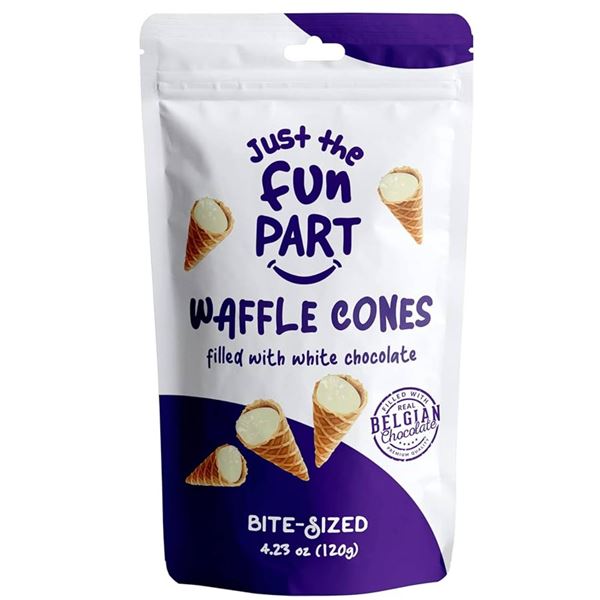 Just The Fun Part, Bite-Size Crispy Mini Waffle Cones, Filled With Premium Belgian White Chocolate 6