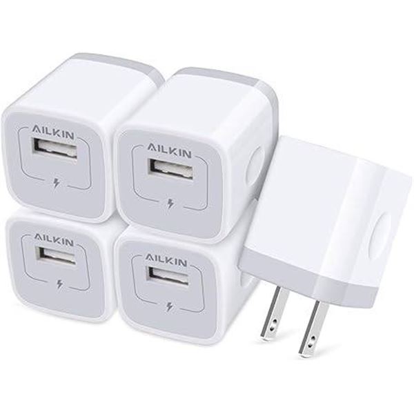 Ailkin AK 5-Pack Wall Chargers, White