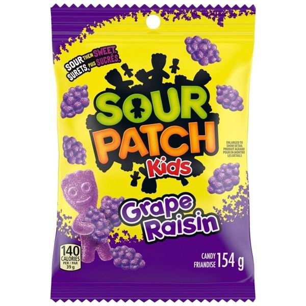 Sour Patch Kids Grape Raisin Candy, 12 Bags, 154g Each