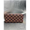 Image 2 : Brown and Black Checkered Zip Wallet with Gold-Tone Hardware