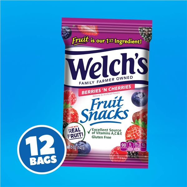 WelchÕs Fruit Snacks Berries ÔN Cherries 12 x 140 g Bags