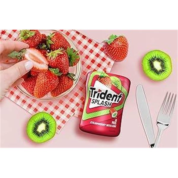 Trident Splash Strawberry With Kiwi Gum 6-Packs, 50 Pieces Each