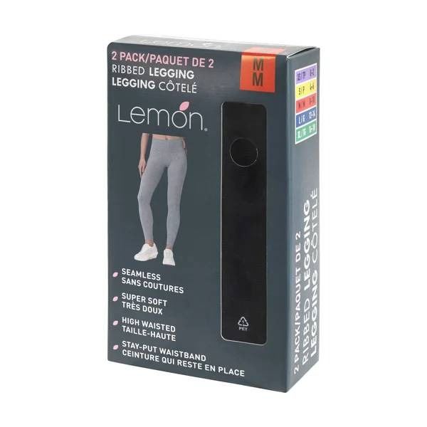 Lemon 2-Pack Ribbed Leggings, Medium Size M/M, Seamless and High Waisted