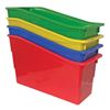 Image 1 : Four Stackable Plastic Storage Bins in Red, Yellow, Blue, and Green