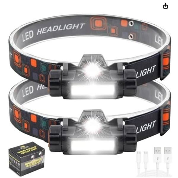 Hn2ogax Headlamp Rechargeable,2-Pack Super Bright LED Head Lamp, Waterproof Outdoors Headlamp Flashl