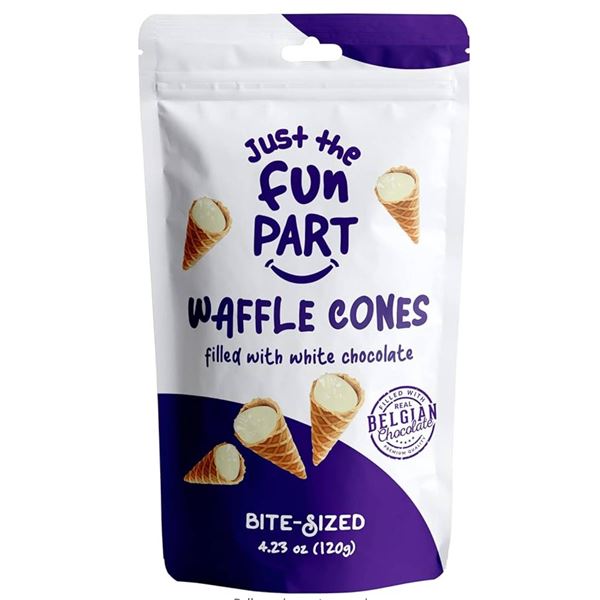 Just The Fun Part, Bite-Size Crispy Mini Waffle Cones, Filled With Premium Belgian White Chocolate 6