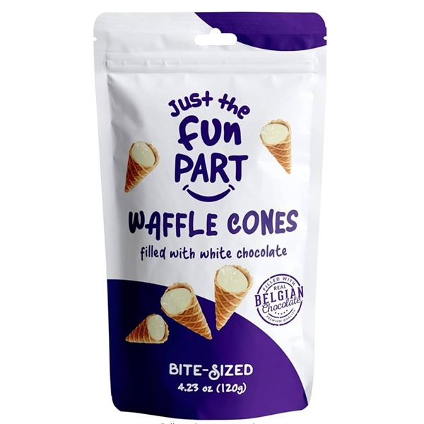 Just The Fun Part, Bite-Size Crispy Mini Waffle Cones, Filled With Premium Belgian White Chocolate 6