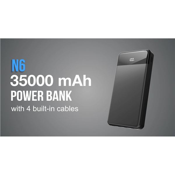 NG 35000mAh Portable Charger with Built-in Cables, PD 22.5W