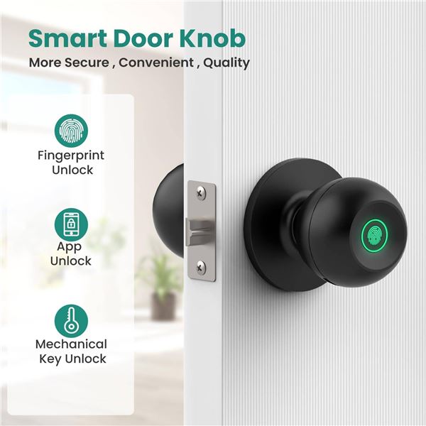 Indoor Smart Knob with Fingerprint and Bluetooth Access Model K10-D1