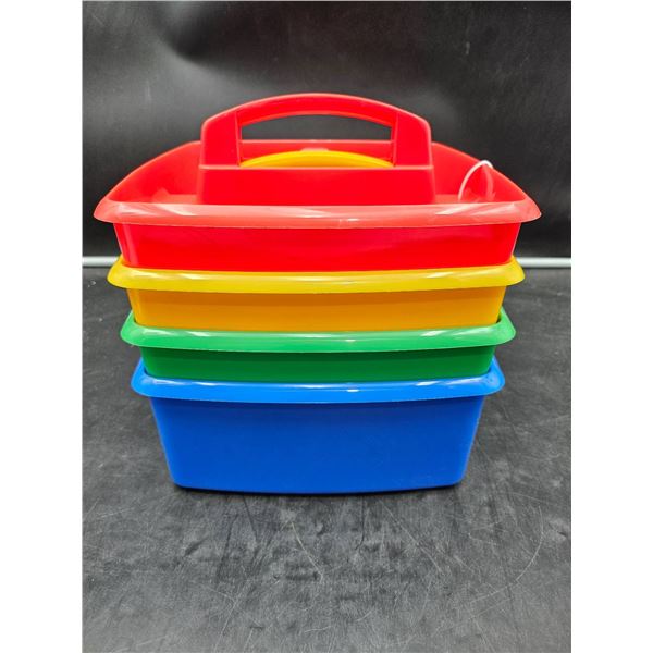 Multi-Color Stackable Plastic Storage Bins with Handle