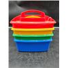 Image 1 : Multi-Color Stackable Plastic Storage Bins with Handle