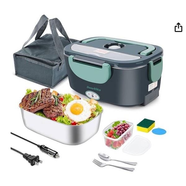 Andvon 60W Electric Lunch Box with 1.5L Capacity and Stainless Steel Container