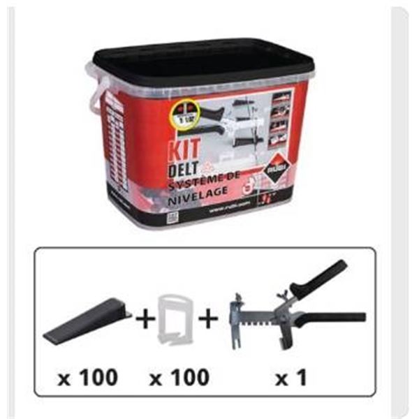 Rubi Tile Leveling System Delta V4 Kit with Pliers, 100 Clips 1/16_ and 100 Wedges