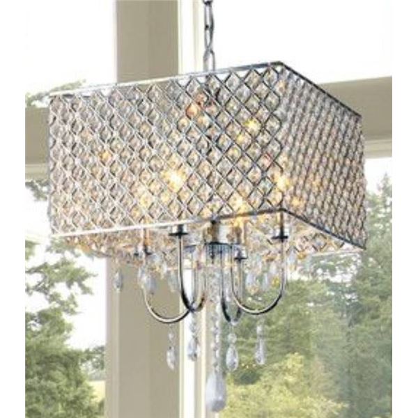 Rectangular CrystalÊTiffany 4-Light BLACK Transitional Cage Chandelier ****COLOR IS BLACK****