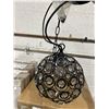 Image 3 : Black Metal Pendant Light Fixture with Crystal Accents