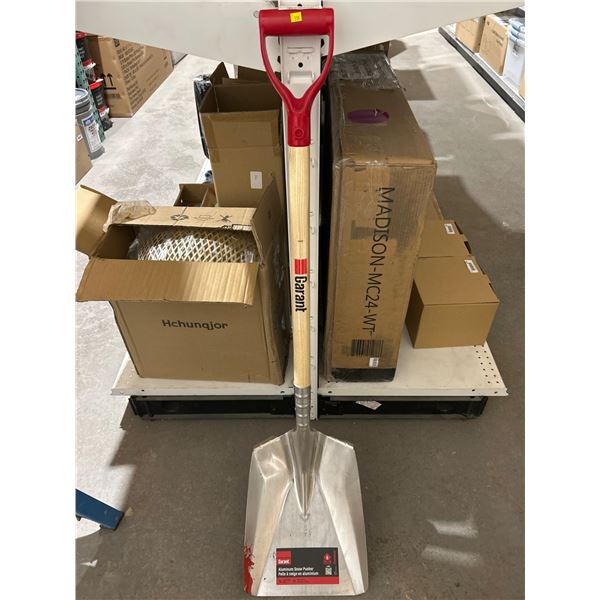 Garant Aluminum Snow Pusher Shovel With Wooden Handle and Red Grip