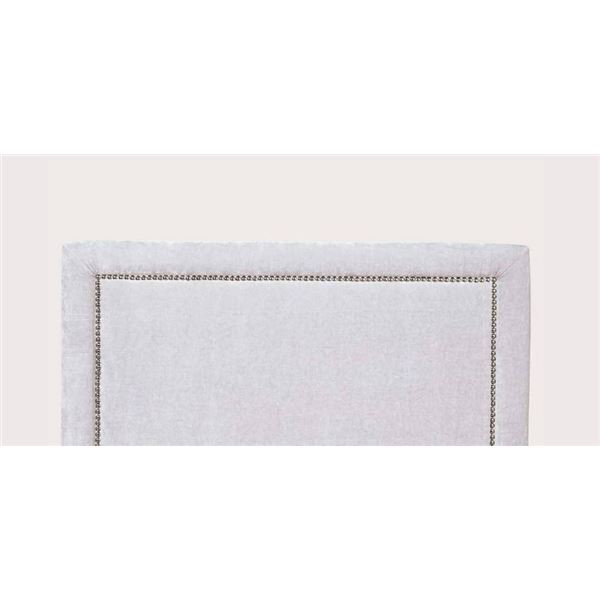 Pink Plush Headboard Double Upholstered Furniture Piece with Nailhead Trim Design