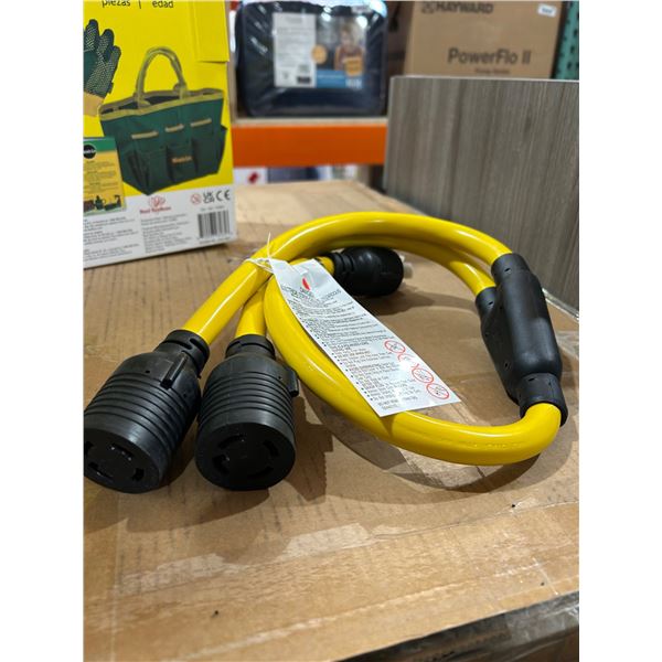 3-Foot 30-Amp L14-30P to Two L14-30R Adapter Cable with Yellow Coating