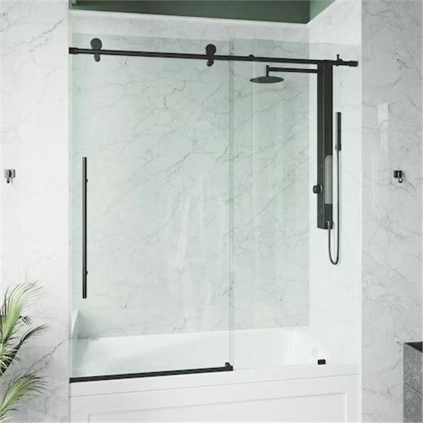 Vigo VG6021 Shower Door with Black Finish Hardware