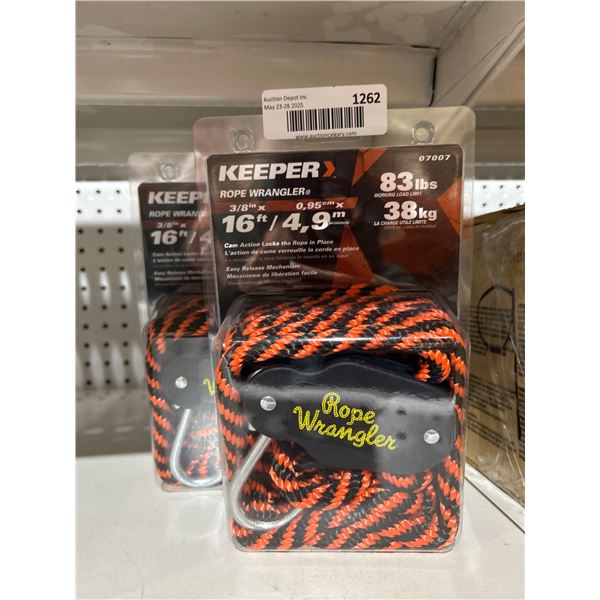 Keeper 07007 Rope Wrangler 16 ft 3/8 in Rope Lot of 2