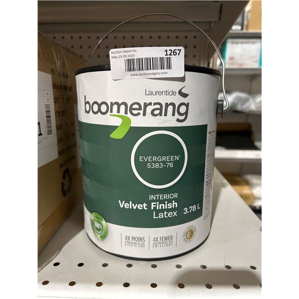 Laurentide Boomerang Evergreen 5383-76 Velvet Finish Latex Interior Paint, 3.78 L