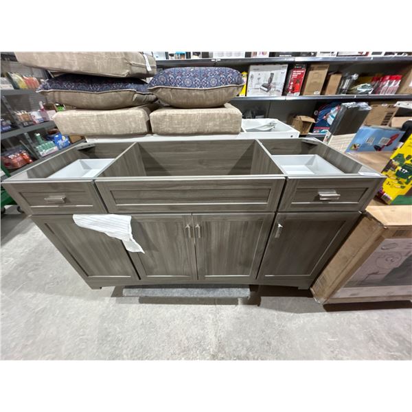 Gray Double Sink Bathroom Vanity with Cabinets and Drawers 60_ x 21 1/2_ x 34_