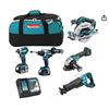 Image 1 : Makita DLX5077TX1 18V LXT BL Cordless 5-Pc Combo Kit w/Impact & Hammer Drill/Driver, Angle Grinder, 
