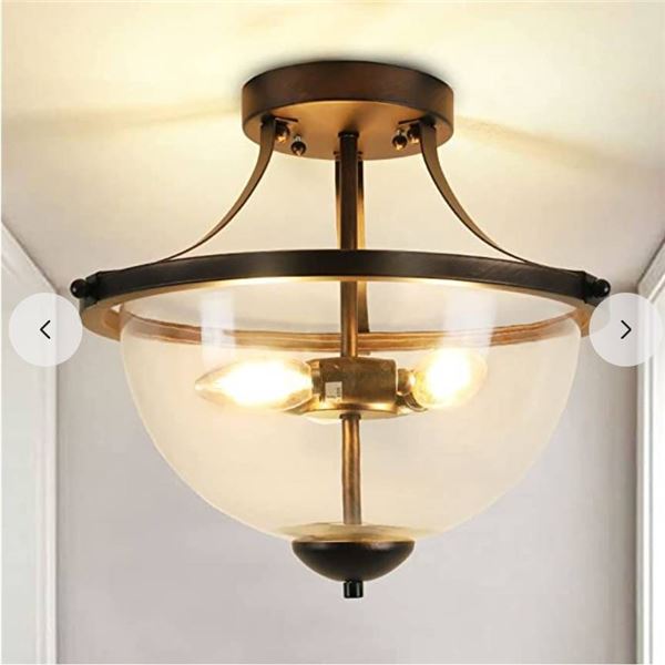 DingliLighting Depuley Ceiling Light WS-FNC37-40B with 3 x Max 40W Lamps