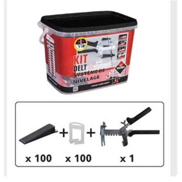Rubi Tile Leveling System Delta V4 Kit with Pliers, 100 Clips 1/16_ and 100 Wedges