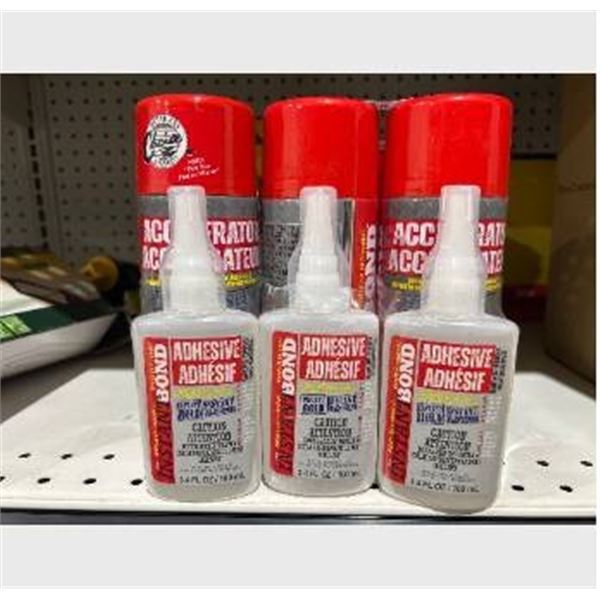 Instant Bond Adhesive and Accelerator Spray Set, 3.4 fl oz and 6 oz Lot of 3
