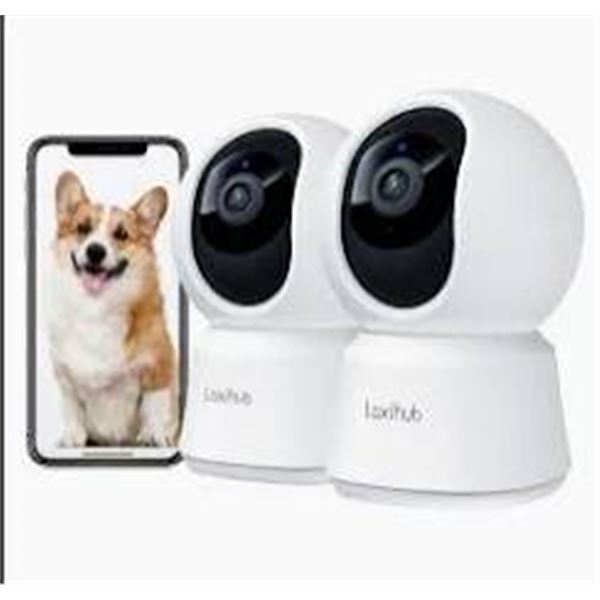 Laxihub P2T Indoor HD 2K/3MP Wireless Pan-Tilt Smart Camera (2-Pack)