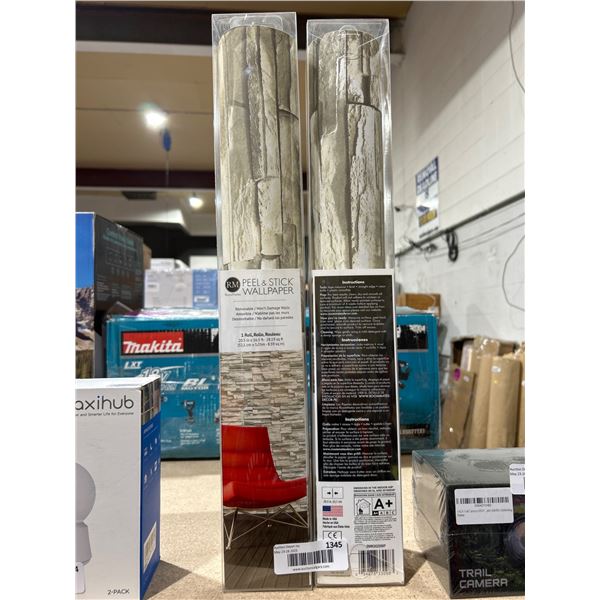 RoomMates Peel and Stick Wallpaper Ð 20.5 in x 16.5 ft Roll (Gray Stone Design) Lot of 2