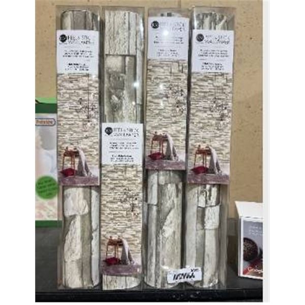 RoomMates Peel and Stick Wallpaper Ð 20.5 in x 16.5 ft Roll (Gray Stone Design) Lot of 4