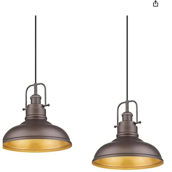 Zeyu 2 Pack Farmhouse Pendant Light Fixtures, 11-inch Ceiling Hanging Light Fixtures for Kitchen Din