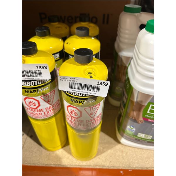Lot of 3 Turbotorch MAP/Pro Gas Cylinders, 400g eachThis lot includes 3 Turbotorch MAP/Pr