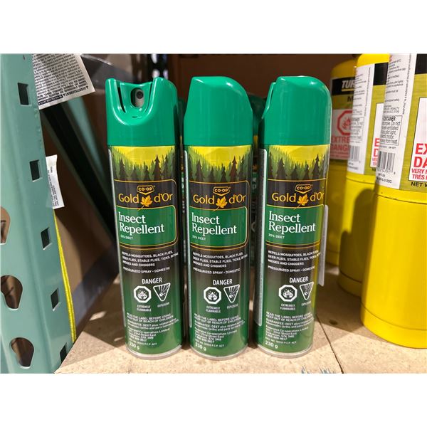 Lot of 3 Co-Op Gold Insect Repellent Cans, 230g Each, 25 Percent DEET